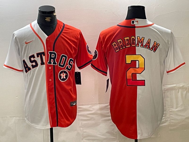 Men Houston Astros 2 Bregman White orange Nike 2024 MLB Jersey style 1